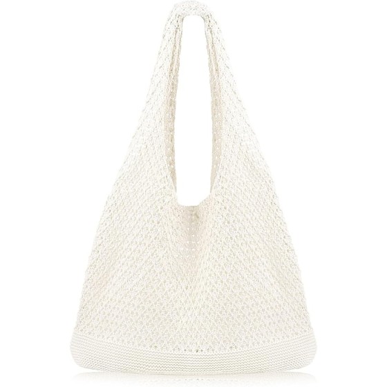 Crochet Beach Tote bag Summer Beach Bag for Women Aesthetic Mesh Tote Bag Hippie Bag Knit Bag
